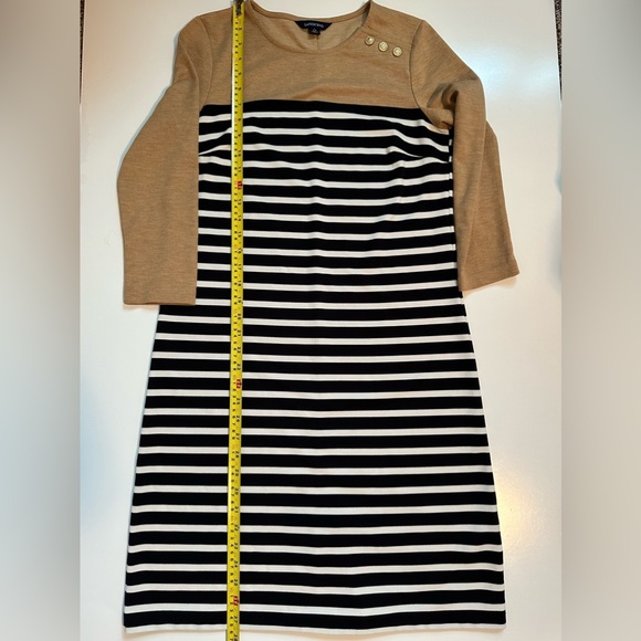 Lands End Nautical Dress Navy Blue, White and Light Brown sz S - Picture 3 of 7